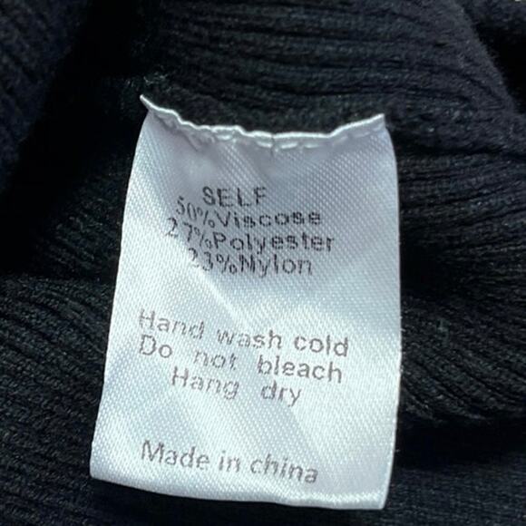 MOD REF Black Ribbed Knit Button Down Cropped Cardigan Sweater Top Size S - Picture 5 of 5